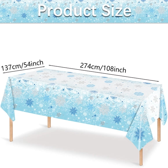 Mantel para fiesta navideña | Cubierta de mesa desechable de plástico para fiestas con diseño de copos de nieve | Impermeable y resistente a las arrugas