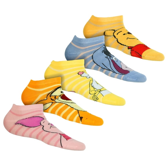 Disney Winnie the Pooh Girls' Ankle Socks Mix and Match Character Set, 5-Pack OSFM