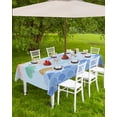 thumbnail image 4 of Outdoor Tablecloth with Umbrella Hole,Blue Ocean Conch Shell Starfish Spillproof Waterproof Table Cloth Zippered Table Covers,Gradient Fish Scale Sketch Sea Life Washable Tablecloths for Picnic/Patio, 4 of 6
