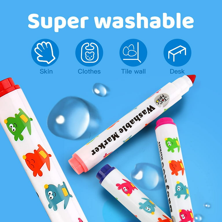 Jar Melo Washable Kids Markers; Non-Toxic, 12 Count, Broad Line, School  Suppliers for Toddler Coloring