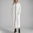 thumbnail image 2 of Kaemgyyd Robe for Women Fall Winter Warm Zipper Bathrobe Ribbed Long Sleeves Full Length Loungewear Sleepwear with Pockets, 2 of 6