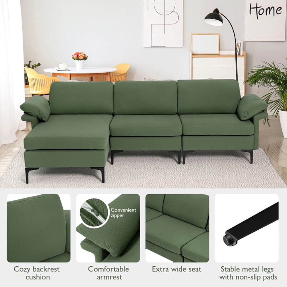 Finihen L-shaped Sectional Sofa Couch, Convertible Sectional Sofa, Extra Large Modular L-shaped Sectional Sofa with Reversible Chaise for 4-5 People, for Living Room, Army Green Finihen L-shaped Sectional Sofa Couch, Convertible Sectional Sofa, Extra Large Modular L-shaped Sectional Sofa with Reversible Chaise for 4-5 People, for Living Room, Army Green