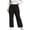 Black, variant on Women's Plus Size Wide Leg Pants Elastic Waist Ribbed Knit Casual Lounge Trousers Relaxed Fit