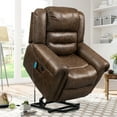 thumbnail image 4 of BTMWAY Lift Chairs for Elderly, Faux Leather Electric Lift Recliner with Heat Therapy and Massage Function, Modern Power Lift Chair Wide Seat Living Room Reclining Sofa with Remote&Side Pocket, Brown, 4 of 10