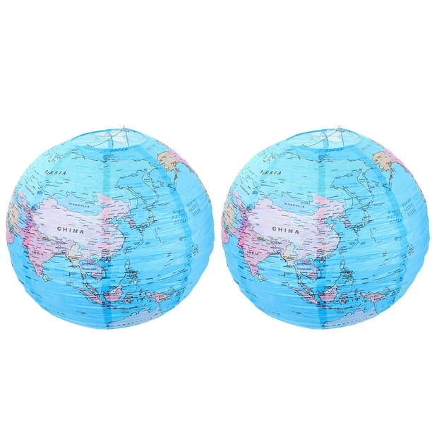 GOOHOCHY Linternas de papel en forma de tierra, farol de papel grande, mapa del mundo, decoración de fiesta, 2 uds.