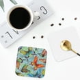thumbnail image 5 of Kll Square Drink Coasters Set Of 4,Pu Leather Absorbent Coasters Set Decorative Coffee Cup Coasters Housewarming Gift For Home Decor-Retro Seamless Flying Butterflies, 5 of 9