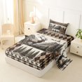 thumbnail image 2 of Castle Fairy Farmhouse Plaid Patchwork Deer Twin Sheets 3pcs,Mountain Pinecone Deer Hoof Print Bedding,Brown Beige Black,1 Fitted Sheet, 1 Flat Sheet and 1 Pillowcase, 2 of 6