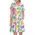 thumbnail image 1 of Bixox Robe d'Été à Manches Courtes pour Femmes Robe Ample Longueur Genou avec Poches-Caméléons Mignons, 1 of 7