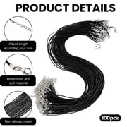 100 Pieces Waxed Leather Necklace Cord Bulk with Clasp Necklace Bracelet Chains String Rope Cord for Jewelry Making Pendants Charms(Black,20 Inch)