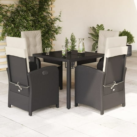 vidaXL Garden Dining Set Black, Cream White