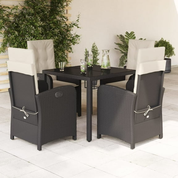 vidaXL Garden Dining Set Black, Cream White