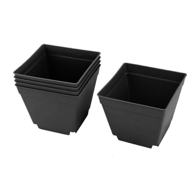 Soporte de macetas cuadradas de plástico para flores suculentas en restaurante, negro, 4 x 4 pulgadas, 5 piezas