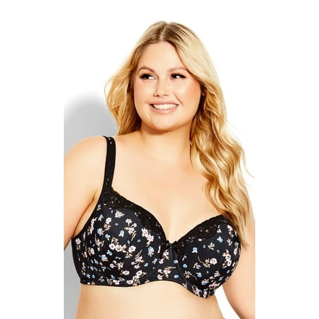 

Avenue Women s Plus Size Fashion Print Lace Balconette Bra
