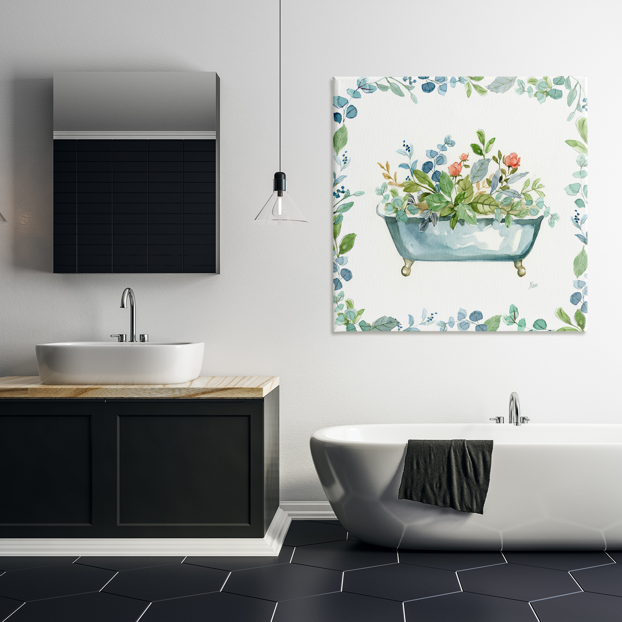 Stupell Industries Plant Filled Tub Typography Painting Gallery Wrapped Canvas Art Print Wall Art, 36 x 36