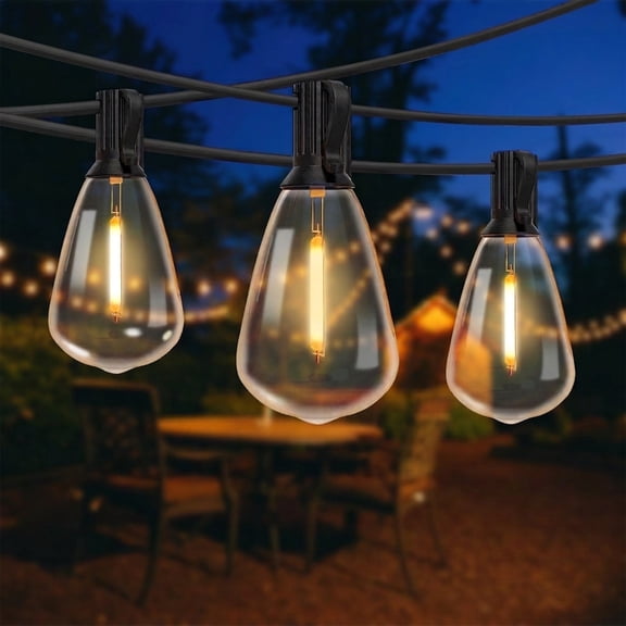 DAYBETTER 100ft Outdoor String Lights, with 24 Edison Vintage Shatterproof Bulbs, ST38 Waterproof Hanging Lights, Connectable and Dimmable Lights for Yard Patio