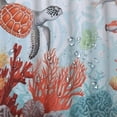 thumbnail image 5 of Orinice  Red Orange Teal Nautical Coastal Shower Curtain Set - Standard Summer Beach Bathtub Curtain with 12 Hooks, Sea Turtle Coral Waterproof Fabric Stall Shower Curtains for Bathroom 69x72, 5 of 7