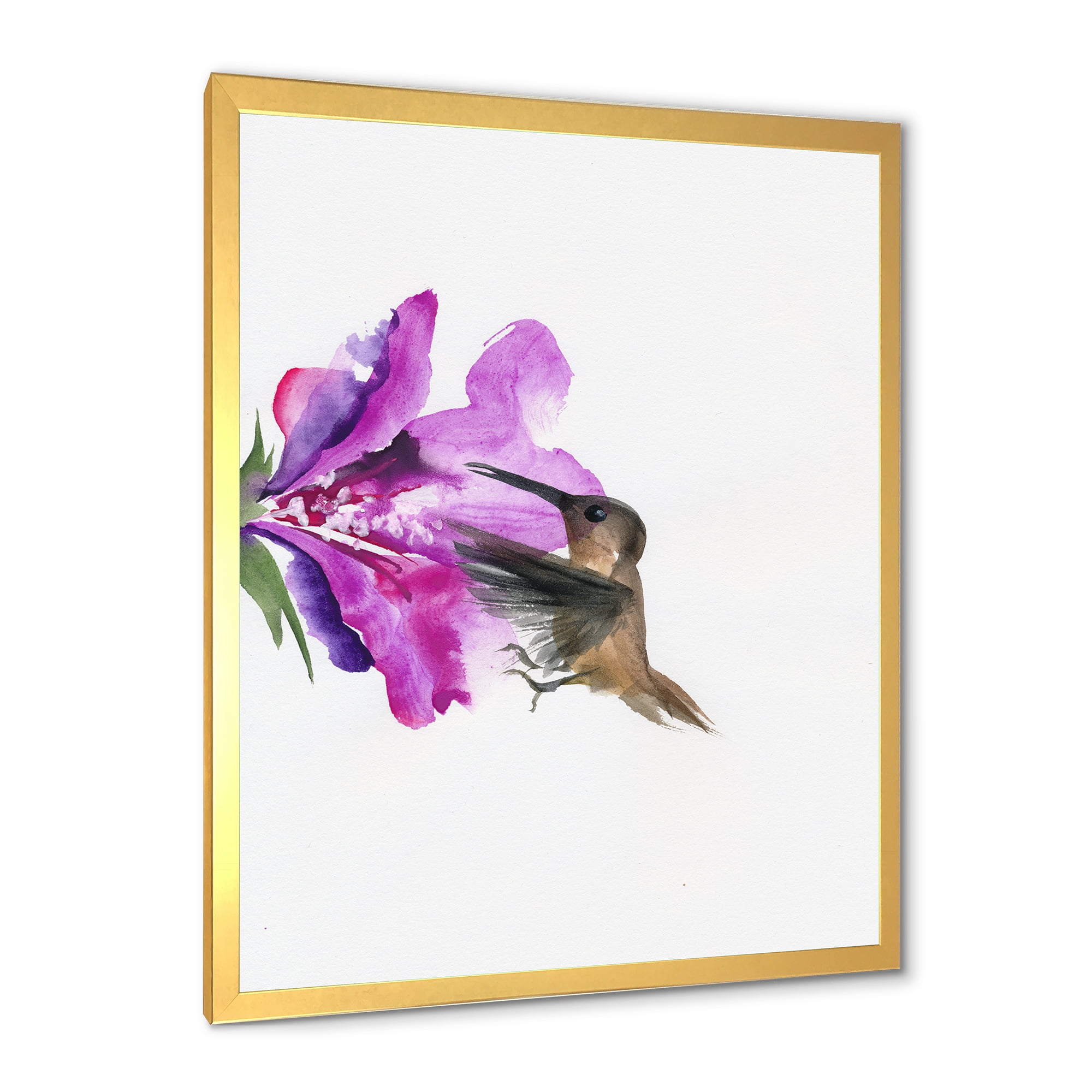 Designart 'Purple Fuchia VIntage Flower' Traditional Framed Art Print