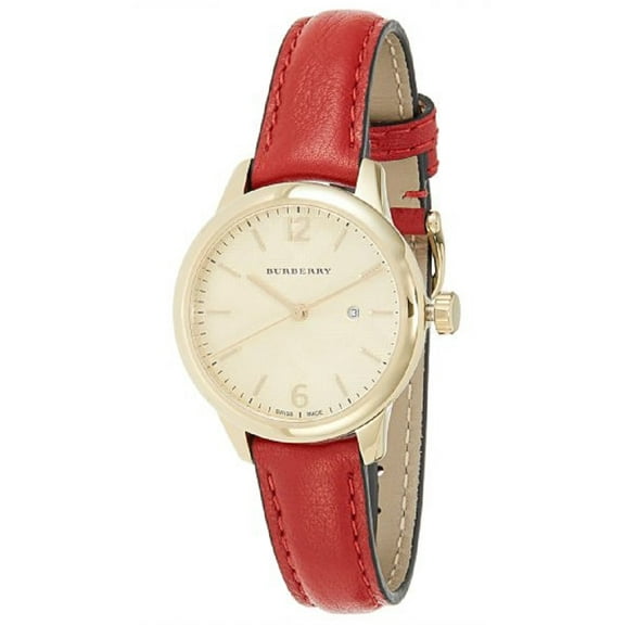 Burberry BU10102 Women's Swiss Red Leather Strap Watch