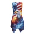 thumbnail image 2 of HELLHERO Bald Eagle and US Flag Sleeveless Sundress, Round Neck Summer Sleeveless Dress Side Pockets Pleated Ladies Irregular Hem Casual Dress for Graduation Party, 2 of 8