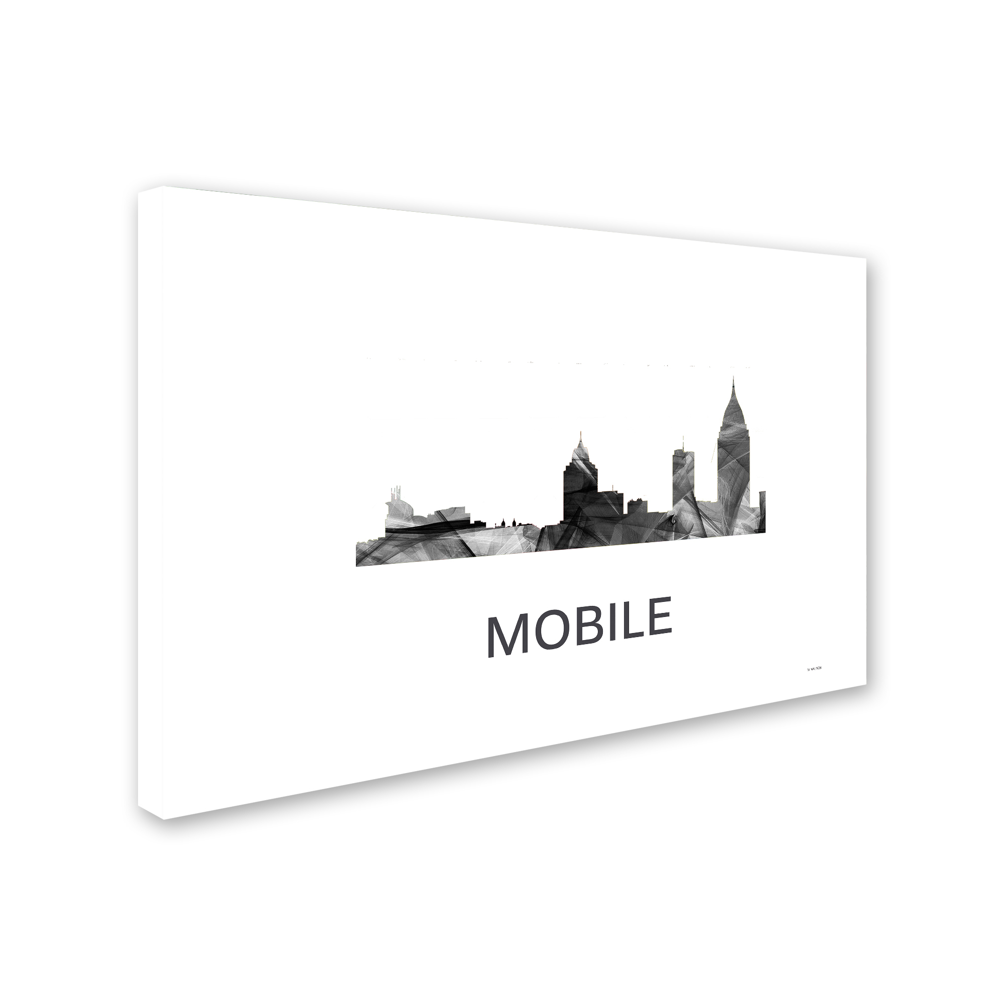Trademark Fine Art 'Mobile Alabama Skyline WB-BW' Canvas Art by Marlene Watson