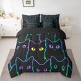 thumbnail image 2 of Homewish Cute Stripe Cat 7-Piece Twin Bedding Sets,Kawaii Pet Kitten Bedding Comforter Set,Black Blue Purple Sheet Sets For Girls Boys,Ultra Soft Home Decor Reversible, 2 of 8