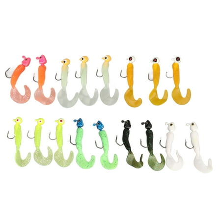 17Pcs Fishing Lures Kit Fishing Soft Grub Bait Gear with Metal Hook for Freshwter Saltwater
