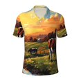 thumbnail image 2 of Daiia Oil Painting Style Pasture Cow Pattern Men’s Polo Shirts,Solid Deck Shirt,Classic Fit, Breathable Cotton Polo for Casual and Sport Wear-X-Large, 2 of 7