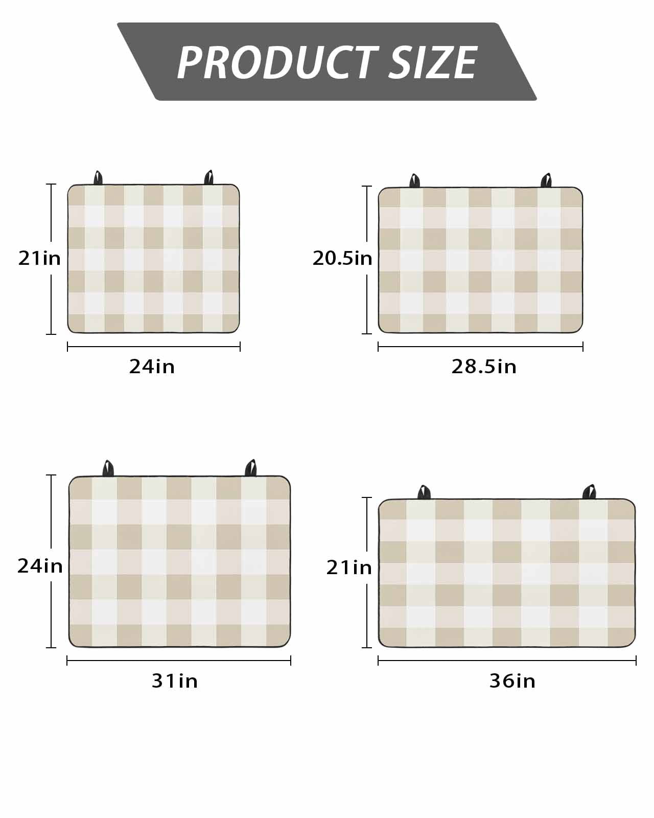 Stove Top Covers for Electric Stove, Beige Plaid Glass Stovetop Cover Protector, Spring Summer Farmhouse Buffalo Checkered Induction Cooktop Protector Oven Mat for Kitchen Countertop 31"x24"