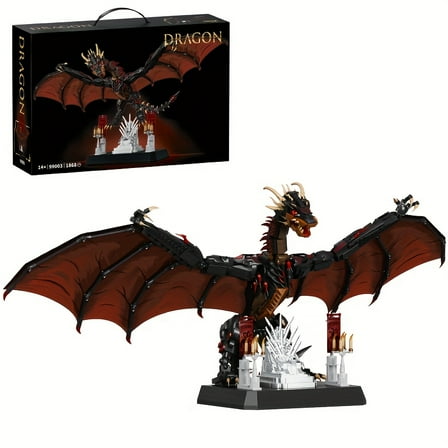 Honchoes Fire Dragon Building Blocks Set Compatible with Lego Dragon Model Decor Gift for Adults Boys 1868 Pcs