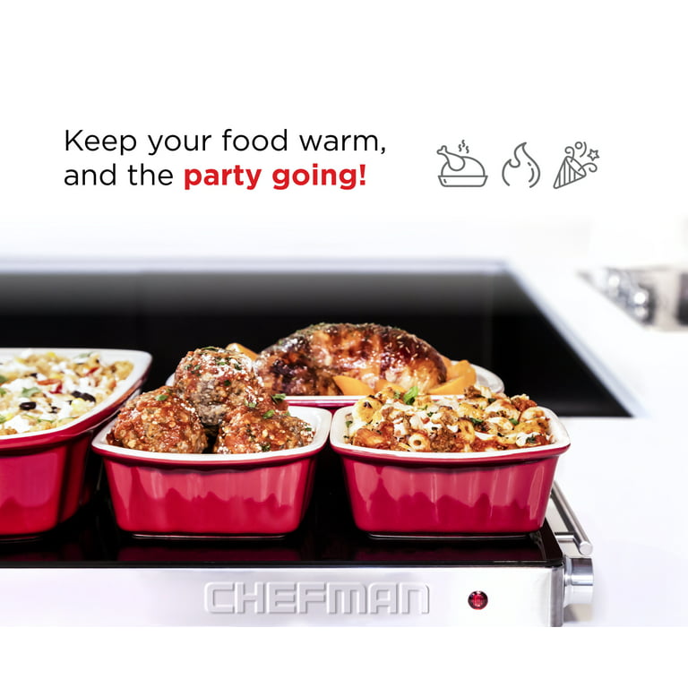 Chefman Compact Glasstop Warming Tray with Adjustable Temperature Control,  Mini 15x12 inch, Black