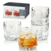 Viski Beau Lowball Tumblers, Drinking Glasses, Glass Cups, 11oz Set of 4