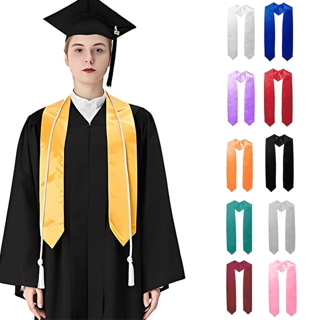 YWOAGH White Graduation Stole 182cm College Commencement Pure Color Sash Elegant Keepsake Gift Academic Achievement Green