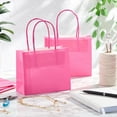 50Pack Mini Pink Kraft Paper Gift Bags with Handles (6x5x2.5 in