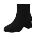 thumbnail image 4 of hopeusnice Women's Suede Ankle Boots Block Heel Zipper Closed Toe Booties Comfortable Low Heel Dress Shoes for Fall Winter Black 39, 4 of 9