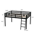 thumbnail image 2 of Zimtown Full Size Junior Low Loft Bed with Stairs, White Wood Bunk Bed Frame, No Box Spring Required, Black, 2 of 9