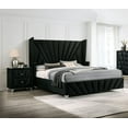 thumbnail image 6 of Luxury 4pc Bedroom Furniture Queen Size Bed Set Dresser Mirror Nightstand Fabric Black Upholstered Frame, 6 of 10