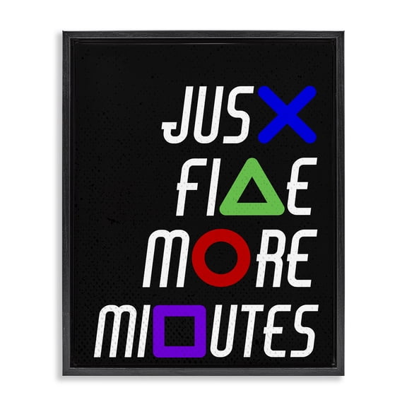 Just Five Minutes Gamer Buttons Black Framed Floater Canvas Wall Art, design by Kim Allen