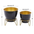 thumbnail image 3 of DecMode 11", 9"H Indoor Outdoor Black Metal Planter with Removable Stand (2 Count), 3 of 9