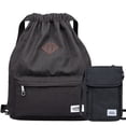 thumbnail image 1 of KAUKKO Cordón Deportes Mochila Gimnasio Yoga Bolsa Hombro Mochila para Hombres y Mujeres KAUKKO  K1031-Black(2pc), 1 of 5