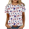 thumbnail image 1 of Jgppe T-Shirt Jour de l'Indépendance pour Femmes Confortable Manches Courtes Imprimé Extensible Col Rond T-Shirts d'Été Blouses, 1 of 6