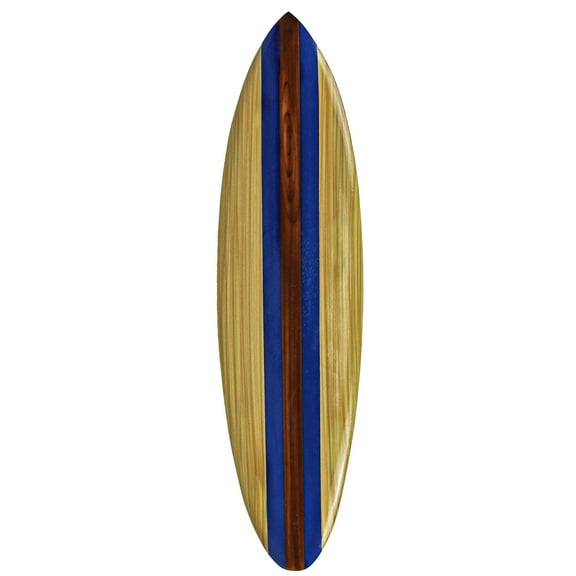 Zeckos Blue Wood Surfboard Decorative Beach Wall Hanging 32 inch
