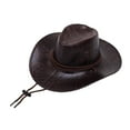 thumbnail image 2 of Sombrero de vaquero para hombre, sombrero de jazz de ala ancha con correa ajustable para la barbilla, duradero Café, 2 of 9