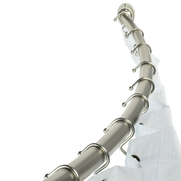 Curved Shower Curtain Rod Wall Mounted Adjustable 37 63 Brushed Nickel Finish Com - Wall Mounted Shower Curtain Rod Curved Shower Curtain Rod Wall Mounted Adjustable 37 63 Brushed Nickel Finish Com - Wall Mounted Shower Curtain Rod