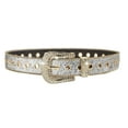 thumbnail image 1 of Women PU Leather Waist Belt Rhinestone Decoration Stylish Eyelet Belt Pin Buckle Argent, 1 of 9