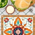 thumbnail image 3 of Amarainy Ornamental Floral Design Linen Table Mats Set of 4 for Home Kitchen Table Decor 12x18 inch, 3 of 5