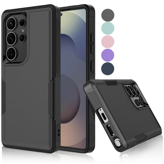 For Samsung Galaxy S25 Ultra Case, Shockproof Heavy Duty Rugged Phone Case for Samsung Galaxy S25 Ultra, Tekcoo Military Grade Protection Dual Layer Sturdy Durable Cover Cute Bumper - Black