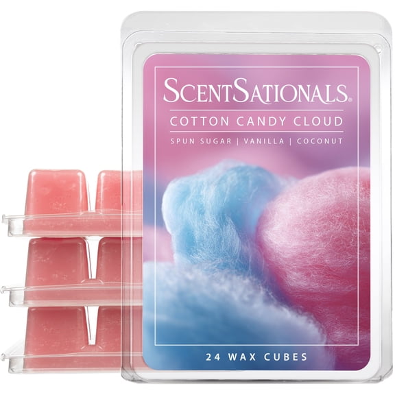 ScentSationals Cotton Candy Cloud Scented Wax Melts - Spun Sugar, Vanilla, & Coconut, 10oz (24 Cubes)