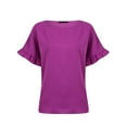 thumbnail image 4 of Enwejyy Valentine's Day Ruffle Jersey Round Neck Short Sleeve Purple Color Casual T-Shirt Tops, 4 of 5