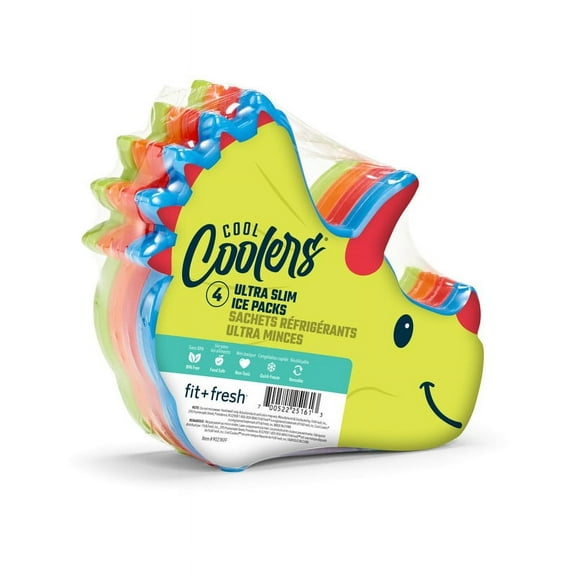 Cool Coolers by Fit   Fresh Kids Slim Lunch Box Ice Packs Multicolored Dinosaur 4pk.