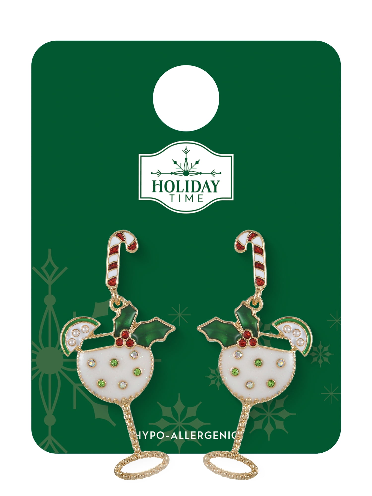 Holiday Time Candy Cane Drink Earring, 1 Pair
